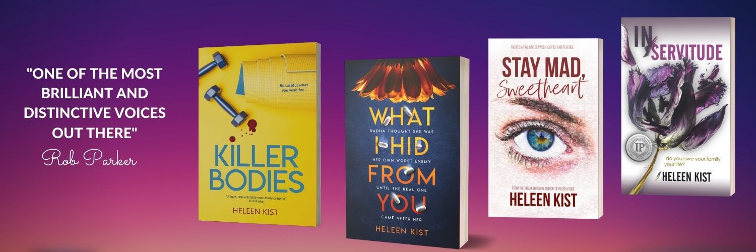 Display of 4 books with quote for Heleen from Rob Parker: One of teh most Brilliant and Distinctive VOices out there"